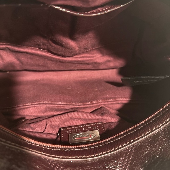 Talbots Vintage Shiny Quilted Leather Shoulder Bag Satchel Purse Dark Burgundy - Picture 12 of 16